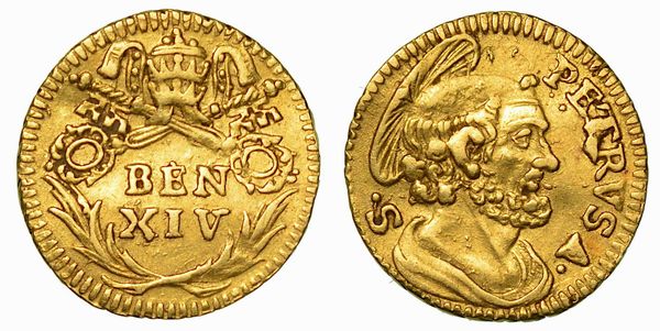 BENEDETTO XIV (PROSPERO LORENZO LAMBERTINI), 1740-1758. Mezzo Scudo d'oro. Roma.  - Asta Numismatica - Associazione Nazionale - Case d'Asta italiane