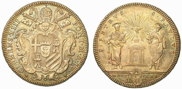 CLEMENTE XIII (CARLO DELLA TORRE DI REZZONICO), 1758-1769. Testone 1761/A. IV. Roma.  - Asta Numismatica - Associazione Nazionale - Case d'Asta italiane