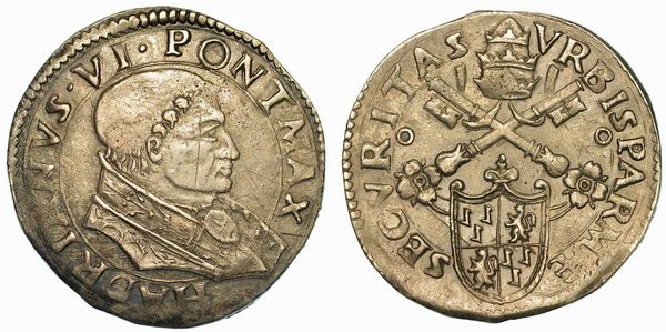 STATO PONTIFICIO. ADRIANO VI (ADRIANO FLORENSZ), 1522-1523. Giulio. Parma.  - Asta Numismatica - Associazione Nazionale - Case d'Asta italiane