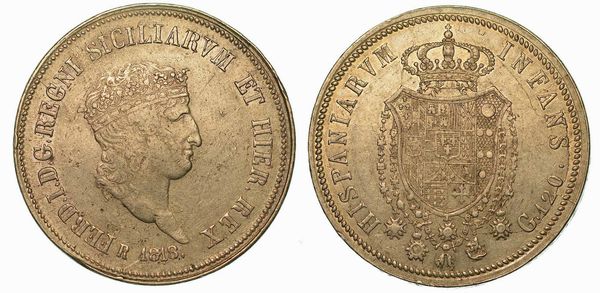 NAPOLI. FERDINANDO I DI BORBONE, 1816-1825. Piastra da 120 Grana 1818. Reimpressa.  - Asta Numismatica | Rinascimento - Associazione Nazionale - Case d'Asta italiane