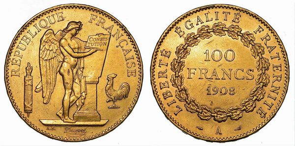 FRANCIA. TROISIEME REPUBLIQUE, 1871-1940. 100 Francs 1908. Parigi  - Asta Numismatica | Rinascimento - Associazione Nazionale - Case d'Asta italiane