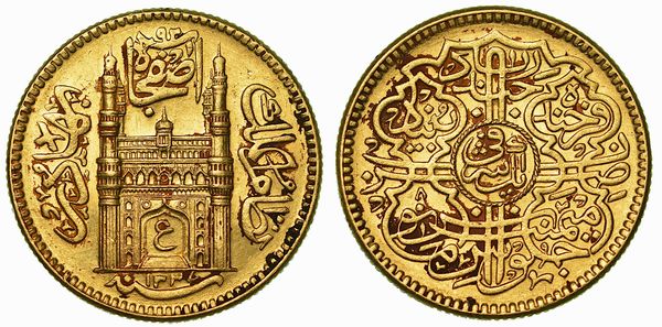 INDIA - HYDERABAD. MIR USMAN ALI KHAN, 1911-1948. Mohur AH 1337 (1918).  - Asta Numismatica | Rinascimento - Associazione Nazionale - Case d'Asta italiane