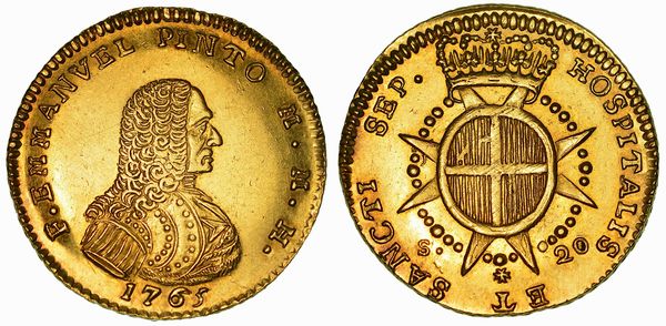 MALTA - SOVRANO MILITARE ORDINE DI MALTA. MANUEL PINTO DA FONSECA, 1741-1773. 20 Scudi 1765.  - Asta Numismatica | Rinascimento - Associazione Nazionale - Case d'Asta italiane