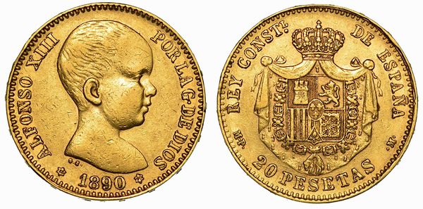 SPAGNA. ALFONSO XIII, 1885-1931. 20 Pesetas 1890.  - Asta Numismatica | Rinascimento - Associazione Nazionale - Case d'Asta italiane