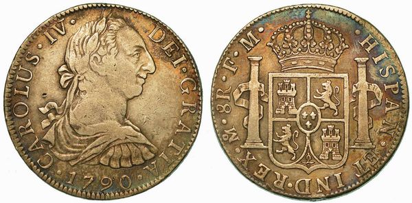 MESSICO. CARLOS IV, 1788-1808. 8 Reales 1790. Citt del Messico.  - Asta Numismatica | Rinascimento - Associazione Nazionale - Case d'Asta italiane