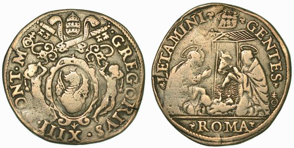 GREGORIO XIII (UGO BOMCOMPAGNI), 1572-1585. Testone. Roma.  - Asta Numismatica | Rinascimento - Associazione Nazionale - Case d'Asta italiane