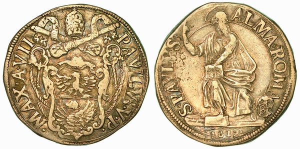 PAOLO V (CAMILLO BORGHESE), 1605-1621. Testone 1612/A. VII. Roma.  - Asta Numismatica | Rinascimento - Associazione Nazionale - Case d'Asta italiane