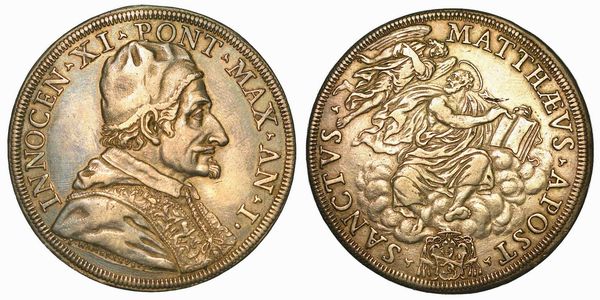 INNOCENZO XI (BENEDETTO ODESCALCHI), 1676-1689. Piastra A. I. Roma.  - Asta Numismatica | Rinascimento - Associazione Nazionale - Case d'Asta italiane