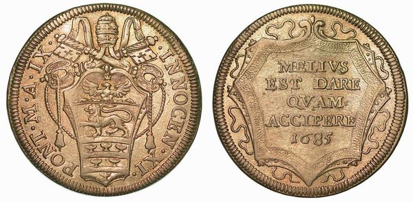 INNOCENZO XI (BENEDETTO ODESCALCHI), 1676-1689. Testone 1685/A. IX.  - Asta Numismatica | Rinascimento - Associazione Nazionale - Case d'Asta italiane