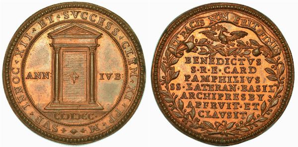 INNOCENZO XII (ANTONIO PIGNATELLI), 1691-1700. Medaglia in bronzo Anno Giubilare 1700.  - Asta Numismatica | Rinascimento - Associazione Nazionale - Case d'Asta italiane