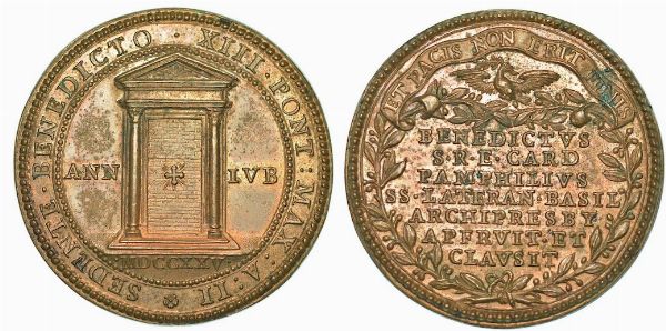 BENEDETTO XIII (PIETRO FRANCESCO ORSINI), 1724-1730. Medaglia in bronzo Anno Giubilare 1725/A. II.  - Asta Numismatica | Rinascimento - Associazione Nazionale - Case d'Asta italiane