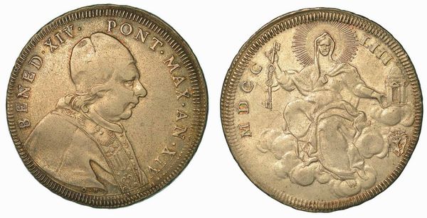 BENEDETTO XIV (PROSPERO LORENZO LAMBERTINI), 1740-1758. Mezzo Scudo 1753/A. XIV. Roma.  - Asta Numismatica | Rinascimento - Associazione Nazionale - Case d'Asta italiane