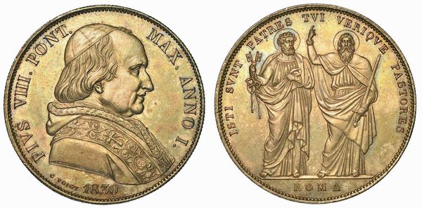 PIO VIII (FRANCESCO SAVERIO CASTIGLIONI), 1829-1830. Scudo 1830/A. I.  - Asta Numismatica | Rinascimento - Associazione Nazionale - Case d'Asta italiane