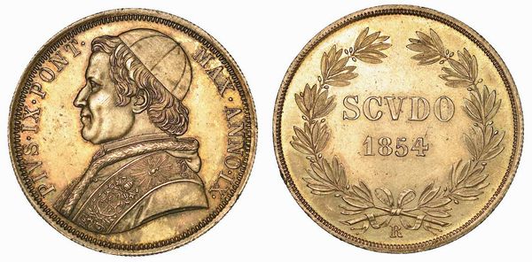 PIO IX (GIOVANNI MARIA MASTAI FERRETTI), 1846-1878. Scudo 1854/A. IX. Roma.  - Asta Numismatica | Rinascimento - Associazione Nazionale - Case d'Asta italiane