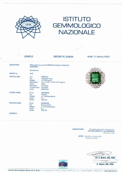 Anello con smeraldo  - Asta Gioielli - Associazione Nazionale - Case d'Asta italiane