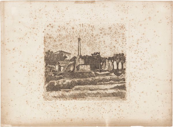 Giorgio Morandi : Paesaggio con la ciminiera (sobborghi di Bologna)  - Asta Dipinti, Disegni, Sculture e Grafica - Associazione Nazionale - Case d'Asta italiane