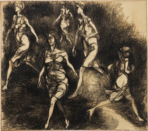 Renato Guttuso : Donne di notte (Figure che camminano)  - Asta Dipinti, Disegni, Sculture e Grafica - Associazione Nazionale - Case d'Asta italiane