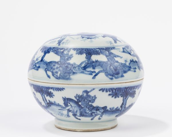 Scatola con coperchio in porcellana bianca e blu. Cina, XVII secolo, periodo Chongzhen (1627-1644)  - Asta Arte orientale - Associazione Nazionale - Case d'Asta italiane