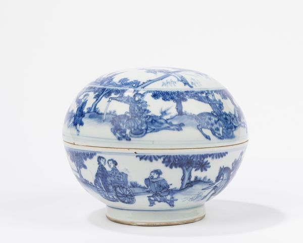 Scatola con coperchio in porcellana bianca e blu. Cina, XVII secolo, periodo Chongzhen (1627-1644)  - Asta Arte orientale - Associazione Nazionale - Case d'Asta italiane