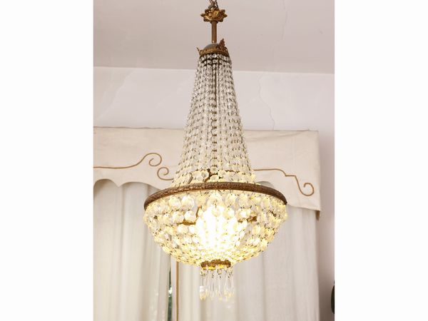 Piccolo lampadario a paniere in cristallo  - Asta La casa classica. Stile intramontabile - Associazione Nazionale - Case d'Asta italiane