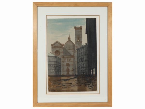 Abramo Scortecci : Piazza San Giovanni 1966  - Asta La casa classica. Stile intramontabile - Associazione Nazionale - Case d'Asta italiane