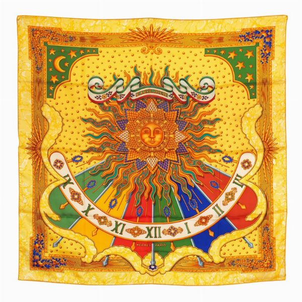 HERMES : HERMES FOULARD "CARPE DIEM"  - Asta VINTAGE: BORSE E ACCESSORI DI HERMES, LOUIS VUITTON E ALTRE GRANDI MAISON - Associazione Nazionale - Case d'Asta italiane