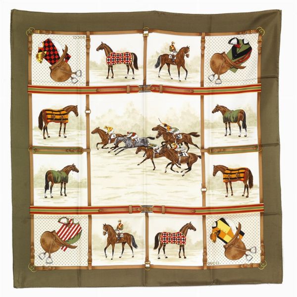 GUCCI : GUCCI FOULARD CAVALLI  - Asta VINTAGE: BORSE E ACCESSORI DI HERMES, LOUIS VUITTON E ALTRE GRANDI MAISON - Associazione Nazionale - Case d'Asta italiane