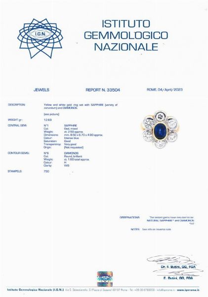 ANELLO A FORMA DI FIORE CON ZAFFIRO E DIAMANTI  - Asta Gioielli  - Associazione Nazionale - Case d'Asta italiane