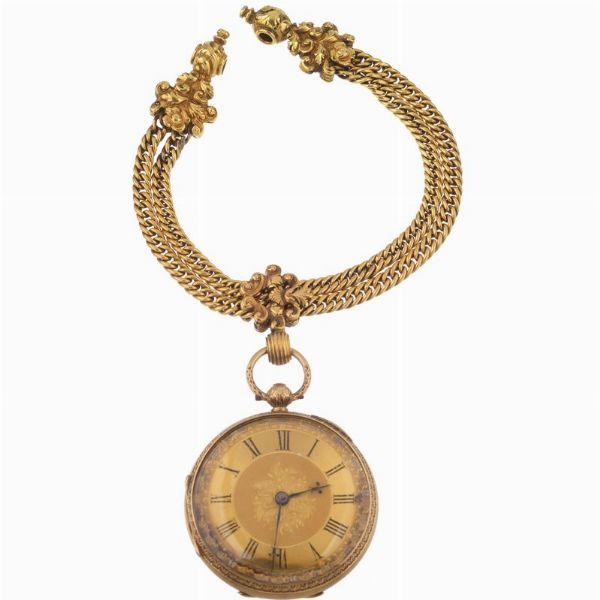 OROLOGIO DA TASCA IN ORO CON CATENA  - Asta Orologi  - Associazione Nazionale - Case d'Asta italiane