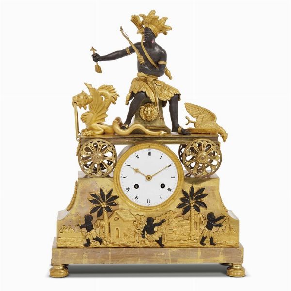 OROLOGIO DA CAMINO, PARIGI, 1800-1810  - Asta INTERNATIONAL FINE ART E UNA IMPORTANTE COLLEZIONE DI PENDOLE AU BON SAUVAGE - Associazione Nazionale - Case d'Asta italiane