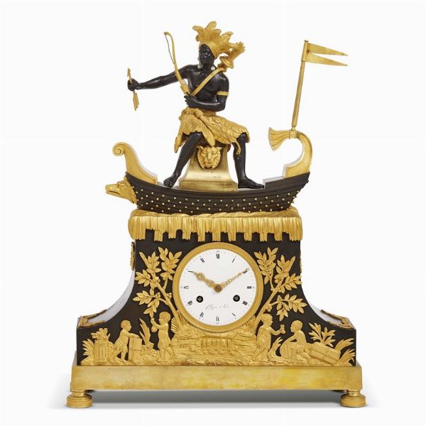 OROLOGIO DA CAMINO, PARIGI, 1800-1810  - Asta INTERNATIONAL FINE ART E UNA IMPORTANTE COLLEZIONE DI PENDOLE AU BON SAUVAGE - Associazione Nazionale - Case d'Asta italiane