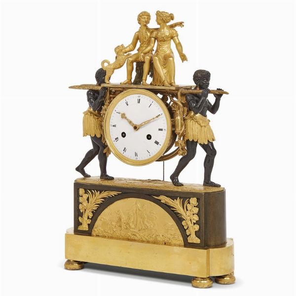 OROLOGIO DA CAMINO, PARIGI, 1800-1810  - Asta INTERNATIONAL FINE ART E UNA IMPORTANTE COLLEZIONE DI PENDOLE AU BON SAUVAGE - Associazione Nazionale - Case d'Asta italiane