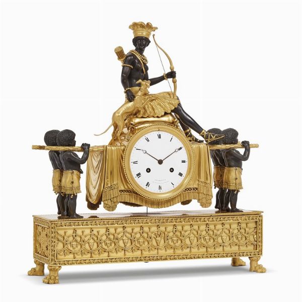 OROLOGIO DA CAMINO, DEVERBERIE & CIE., PARIGI, 1800-1810  - Asta INTERNATIONAL FINE ART E UNA IMPORTANTE COLLEZIONE DI PENDOLE AU BON SAUVAGE - Associazione Nazionale - Case d'Asta italiane