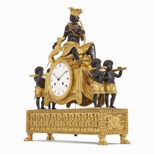 OROLOGIO DA CAMINO, DEVERBERIE & CIE., PARIGI, 1800-1810  - Asta INTERNATIONAL FINE ART E UNA IMPORTANTE COLLEZIONE DI PENDOLE AU BON SAUVAGE - Associazione Nazionale - Case d'Asta italiane