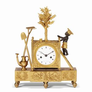 OROLOGIO DA CAMINO, PARIGI, 1805-1815  - Asta INTERNATIONAL FINE ART E UNA IMPORTANTE COLLEZIONE DI PENDOLE AU BON SAUVAGE - Associazione Nazionale - Case d'Asta italiane