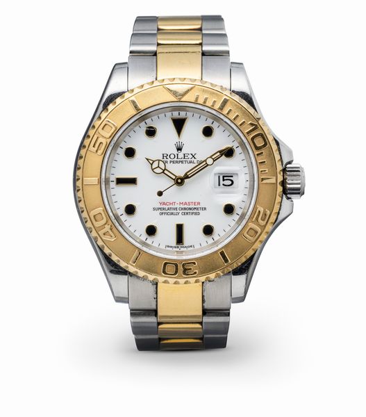 ROLEX : Sportivo Yacht Master ref 16623, acciaio e oro quadrante bianco con indici in onice ghiera girevole in oro, movimento automatico e datario  - Asta Orologi da Polso e da Tasca - Associazione Nazionale - Case d'Asta italiane