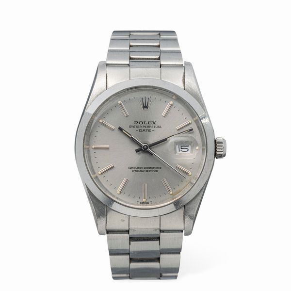 ROLEX : Elegante Date ref 15000 in acciaio, movimento automatico, quadrante grigio Gunmetal con indici a bastone, garanzia  - Asta Orologi da Polso e da Tasca - Associazione Nazionale - Case d'Asta italiane