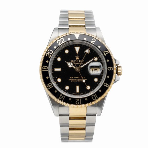 ROLEX : Sportivo GMT Master II ref 16713 acciaio e oro quadrante nero, doppia fuso orario, bracciale Oyster  - Asta Orologi da Polso e da Tasca - Associazione Nazionale - Case d'Asta italiane