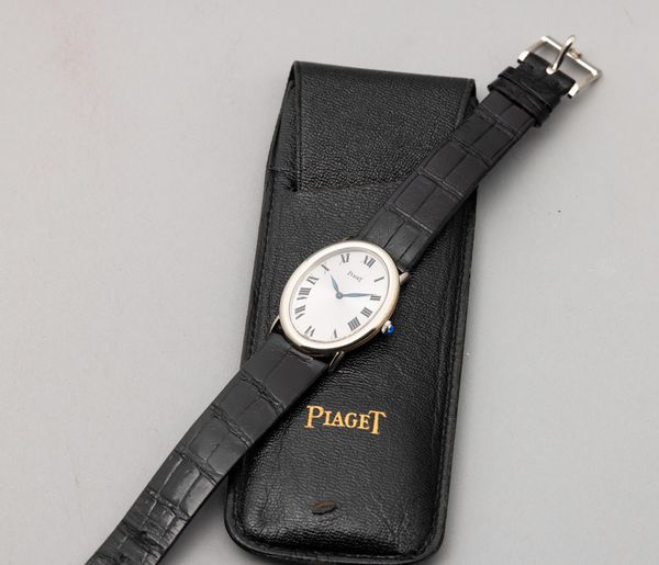 Piaget : Elegante orologio Ellipse in oro bianco, quadrante Argent con numeri Romani, lancette a foglia, garanzia e pochette  - Asta Orologi da Polso e da Tasca - Associazione Nazionale - Case d'Asta italiane