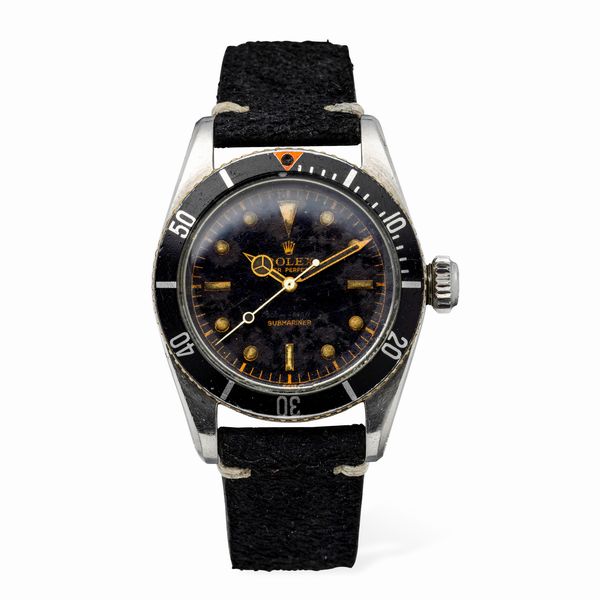 ROLEX : Sportivo e raro Submariner ref 5510 Coroncione, quadrante nero lucido gilt pallettoni al radio, corona maggiorata brevet cassa in acciaio mai lucidata, ghiera girevole con triangolo rosso ad ore 12  - Asta Orologi da Polso e da Tasca - Associazione Nazionale - Case d'Asta italiane