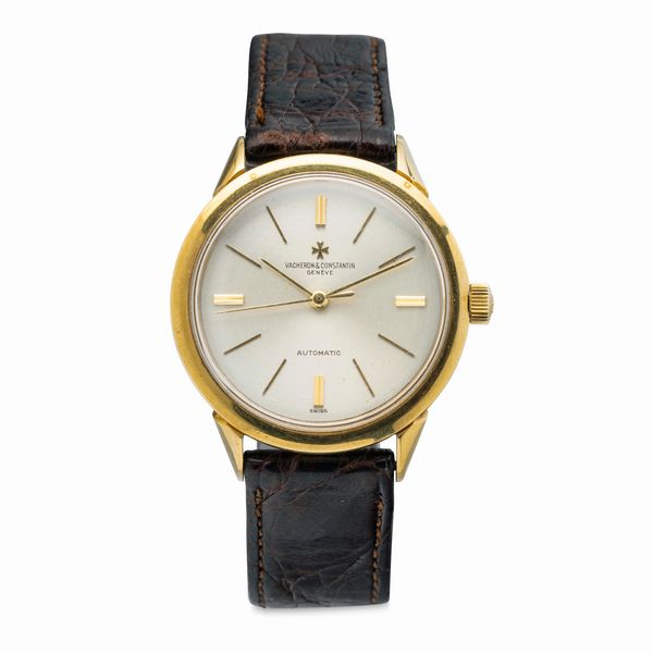 Vacheron & Constantin : Elegante solotempo in oro giallo 18k, movimento automatico con punzone di Ginevra, quadrante Argent, anse a punta e fondello a vite  - Asta Orologi da Polso e da Tasca - Associazione Nazionale - Case d'Asta italiane