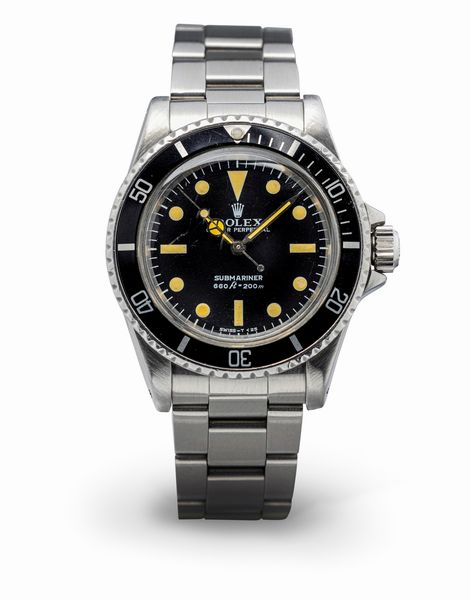 ROLEX : Submariner 5513 in acciaio con quadrante nero pallettoni, movimento automatico, ghiera girevole e bracciale Oyster con chiusura Fliplock  - Asta Orologi da Polso e da Tasca - Associazione Nazionale - Case d'Asta italiane