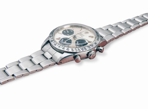 ROLEX : Iconico e affascinante Cosmograph Daytona ref 6239 in acciaio inossidabile con ghiera tachimetrica e tasti a pompa, quadrante Argent con registri neri  - Asta Orologi da Polso e da Tasca - Associazione Nazionale - Case d'Asta italiane