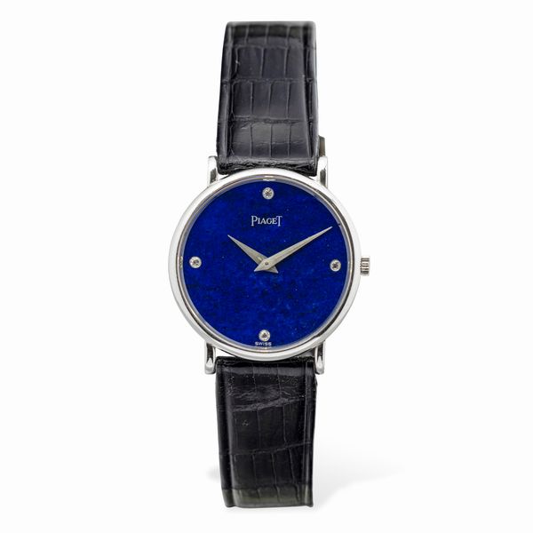 Piaget : Fine orologio da sera in oro bianco quadrante in lapis lazuli con diamanti ai punti cardinali, carica manuale  - Asta Orologi da Polso e da Tasca - Associazione Nazionale - Case d'Asta italiane