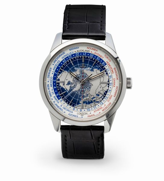 Jaeger-LeCoultre : Complicato orologio da polso Geophysique Worldtime in acciaio automatico, 24 fusi orari, quadrante con emisfero boreale, accompagnato da scatola e garanzia  - Asta Orologi da Polso e da Tasca - Associazione Nazionale - Case d'Asta italiane