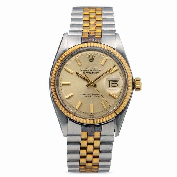 ROLEX : Classico Datejust ref 1601 acciaio e oro, quadrante champagne con indici applicati e bracciale Jubilee in perfetto stato di conservazione  - Asta Orologi da Polso e da Tasca - Associazione Nazionale - Case d'Asta italiane