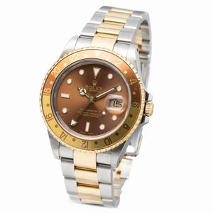 ROLEX : Intrigante GMT Master II ref 16713 Occhio di Tigre in acciaio e oro con ghiera girevole bicolore, doppio fuso orario, quadrante Brown e bracciale Oyster  - Asta Orologi da Polso e da Tasca - Associazione Nazionale - Case d'Asta italiane