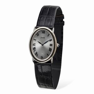 Piaget : Elegante orologio Ellipse in oro bianco, quadrante Argent con numeri Romani, lancette a foglia, garanzia e pochette  - Asta Orologi da Polso e da Tasca - Associazione Nazionale - Case d'Asta italiane