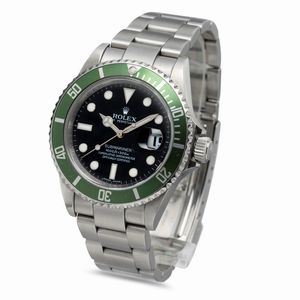 ROLEX : Iconico e sportivo Submariner 16610 LV del 50 anniversario, con ghiera girevole verde, in acciaio inossidabile con quadrante nero con indici luminescenti  - Asta Orologi da Polso e da Tasca - Associazione Nazionale - Case d'Asta italiane