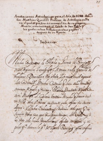 Anotaciones Astrologicas para el Ano de 1684 del Senor Matthias Questier, Profesor de Astrologia en Paris2 cc.  - Asta Libri, Autografi e Stampe - Associazione Nazionale - Case d'Asta italiane